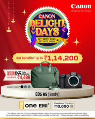 Canon EOS R5 (Body) β Free Daily Objects Bag + Get benefits worth up to βΉ1,14,200!