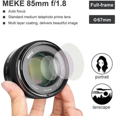 Meike 85mm F/1.8 (EF Mount) For Canon's EOS DSLR cameras.
