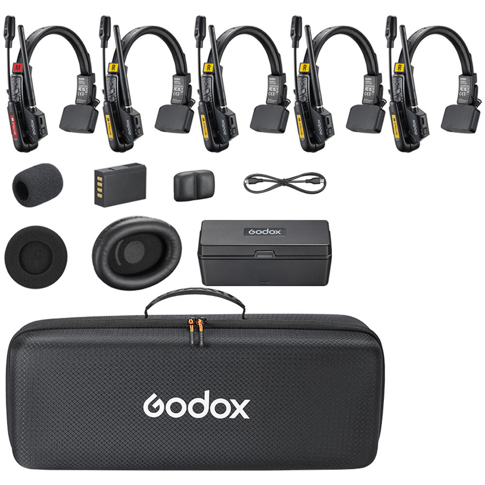 Godox SkyTalk Air 5S 5-Person Wireless Intercom Headset System (2.4 GHz)