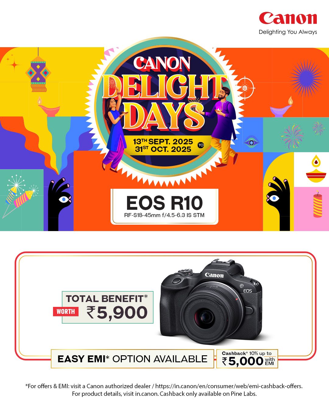 Canon EOS R10 with RF-S18-45mm Lens Kit | Easy EMI | Cashback up to ₹5,000
