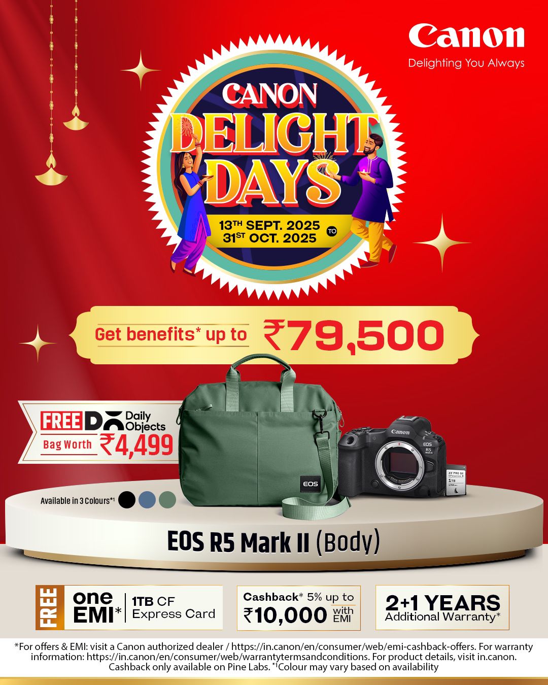 Canon EOS R5 Mark II (Body) with Free 1TB CF Express Card, Bag (Worth ₹4,499) and EMI/Cashback