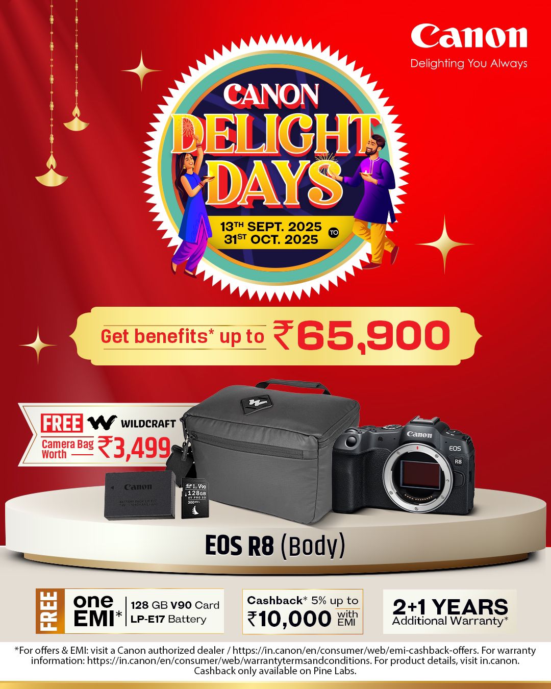 Canon EOS R8 (Body) – Free Wildcraft Bag + Delight Days Offer