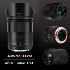 Meike APS-C 33mm 1.4 (E Mount) For Sony's Alpha (α) cameras.