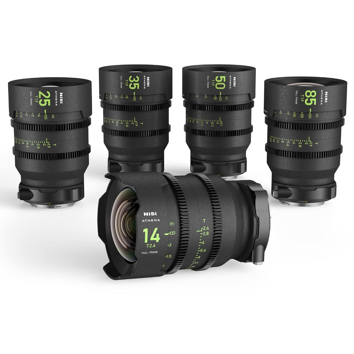 NiSi Athena Prime T2.4/1.9 Full-Frame 5-Lens Kit 14mm T2.4, 25mm T1.9, 35mm T1.9, 50mm T1.9, 85mm T1.9 (E Mount)
