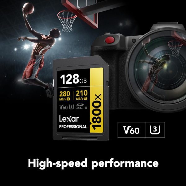 Lexar 128GB V60 UHS-II 1800x SDXC - Image 2